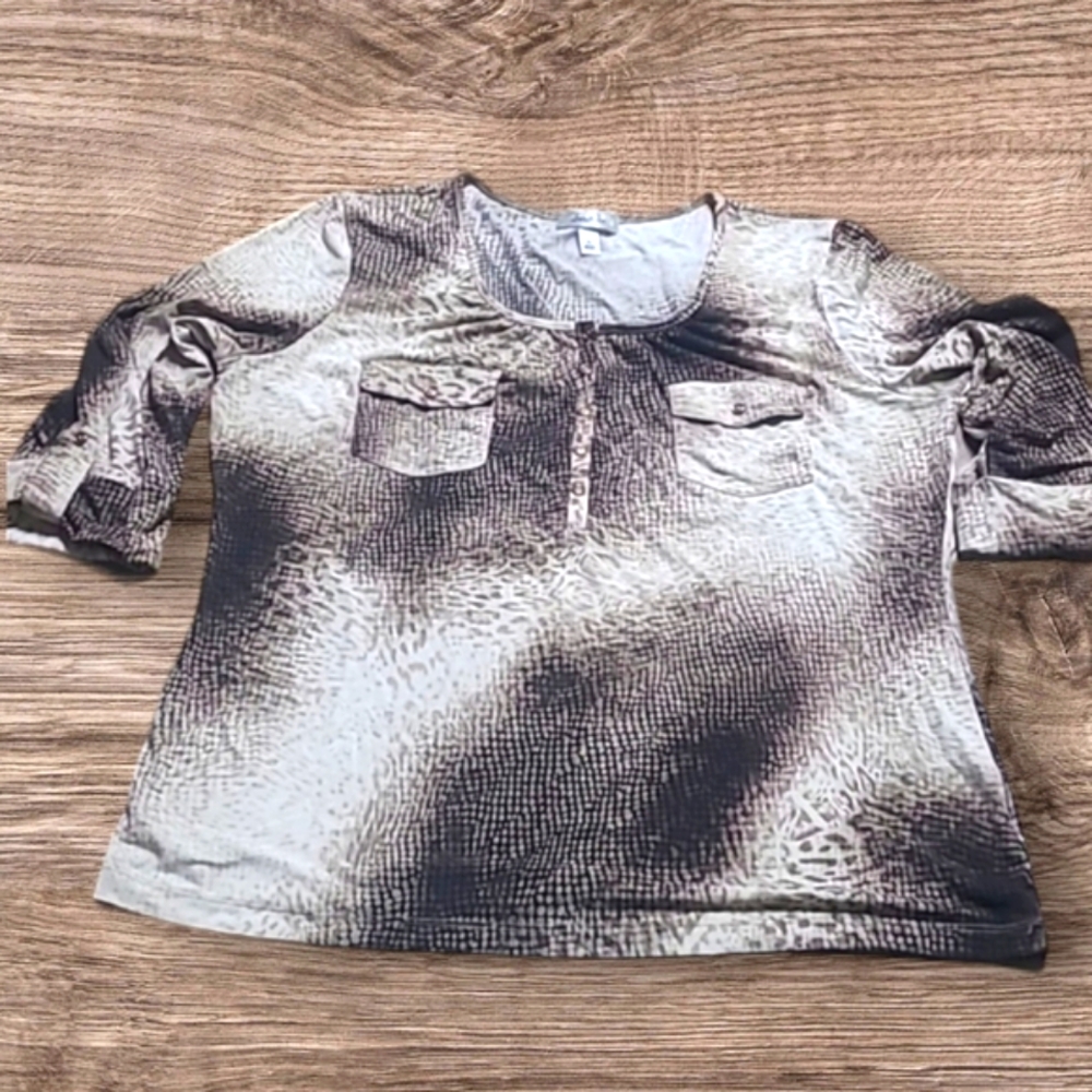 WOMEN'S DRESSBARN 3/4 SLEEVE SNAKE PRINT BLOUSE